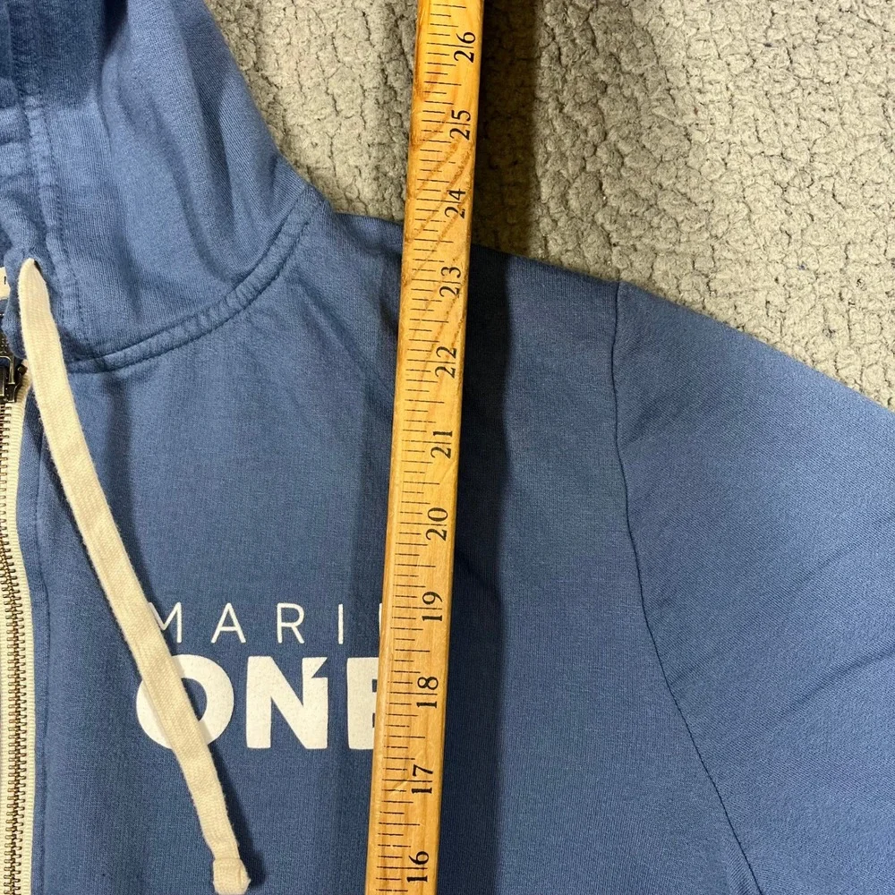 Marine Layer Zip Up Hoodie Mens M MARIN ONE Graphic Blue Casual Soft